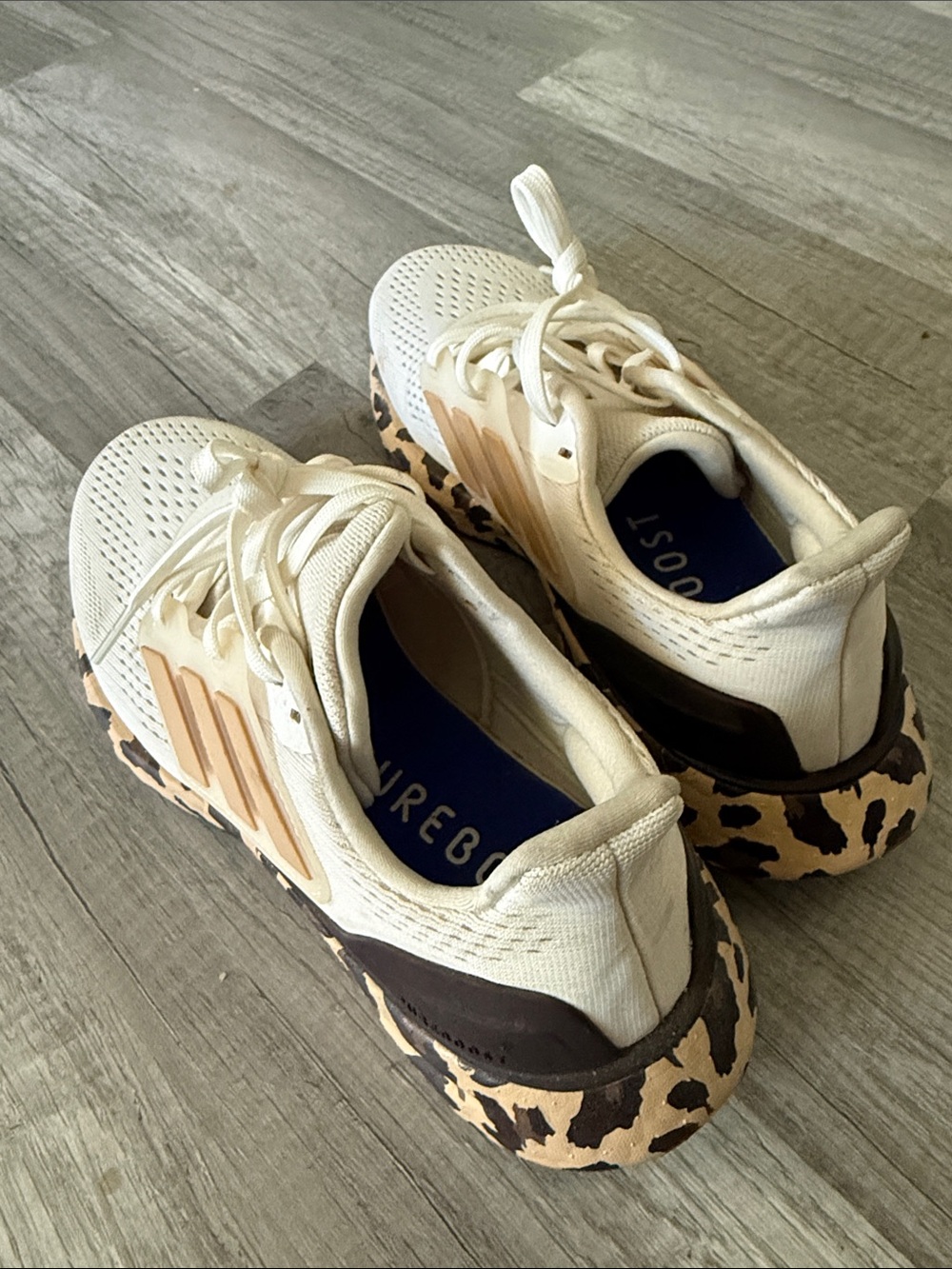 adidas Cream Sneakers with Leopard-Print Sole